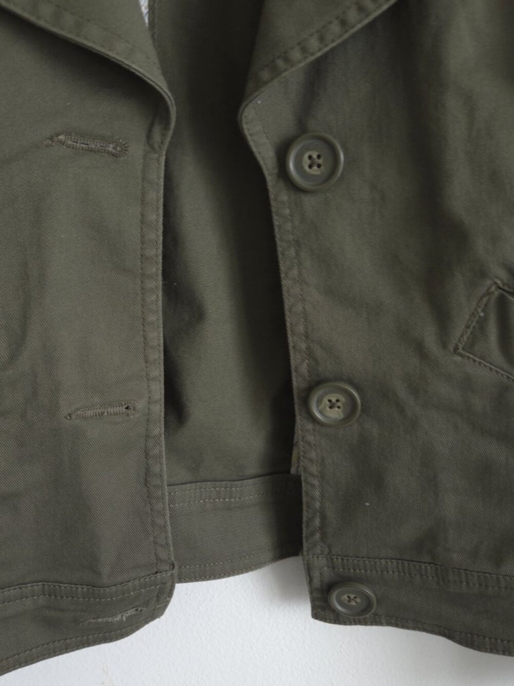 Military Olive Cargo Button Front Spring Jacket - Picture 2 of 6